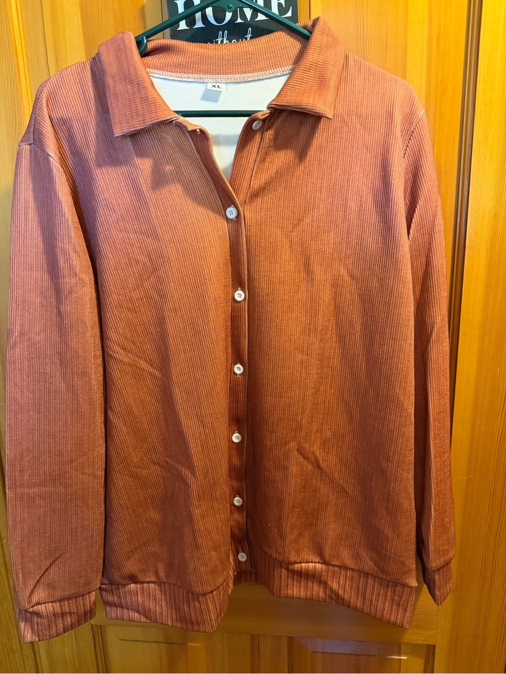 Rust Corduroy Button-Front Shirt Jacket